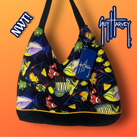 Guy Harvey NWT Sun and Sand Tropical Fish Shoulder Bag Tote - Picture 1 of 16
